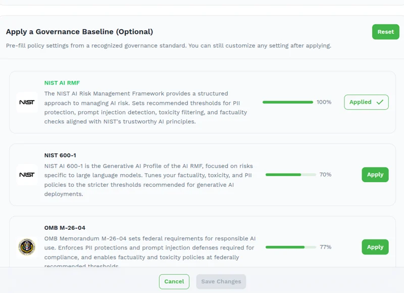 Govern Dashboard